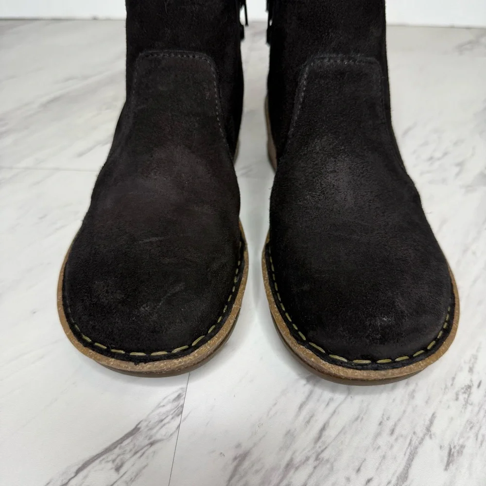 New! Born Viana Black Distressed Wedge Bootie 9 1/2